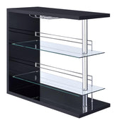 Coaster Prescott Rectangular 2-shelf Bar Unit Glossy Black Model 100165